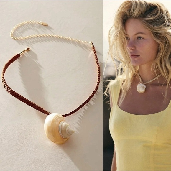 Free People Sara Shell Choker Necklace - Brown - NWT - Picture 1 of 8